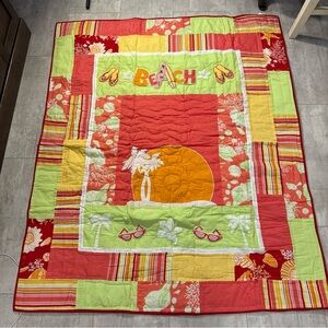NWT Coldwater Creek tropical Colorful Beach Themed Quilt throw 60”x 50”